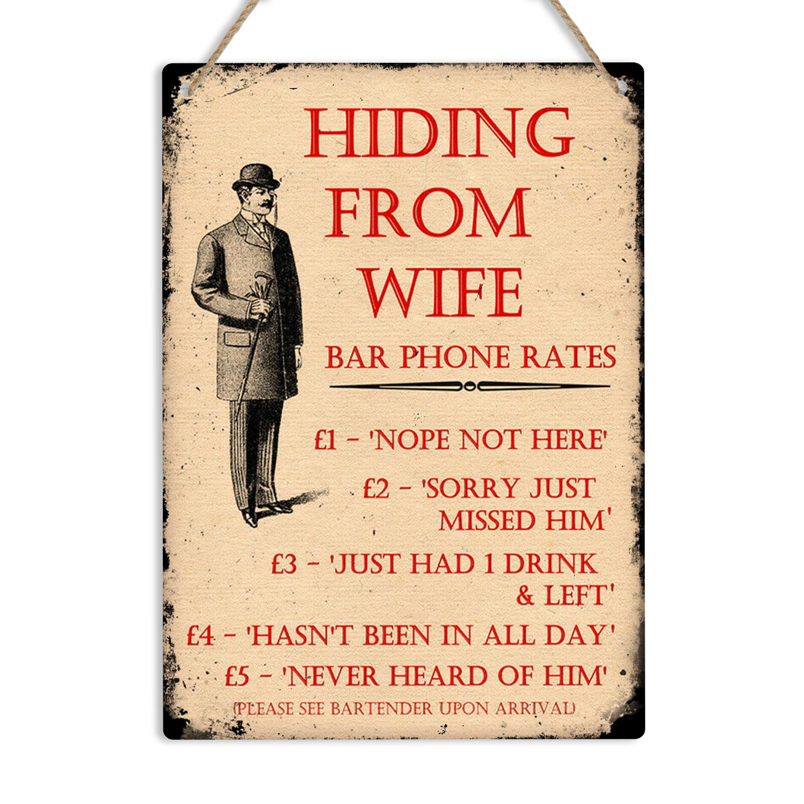 Hiding From Wife Retro Vintage Metal Wall Sign Plaque Kitchen Bar Pub Man Cave Vintage Metal Sign Plaque Poster 8X12 Inches