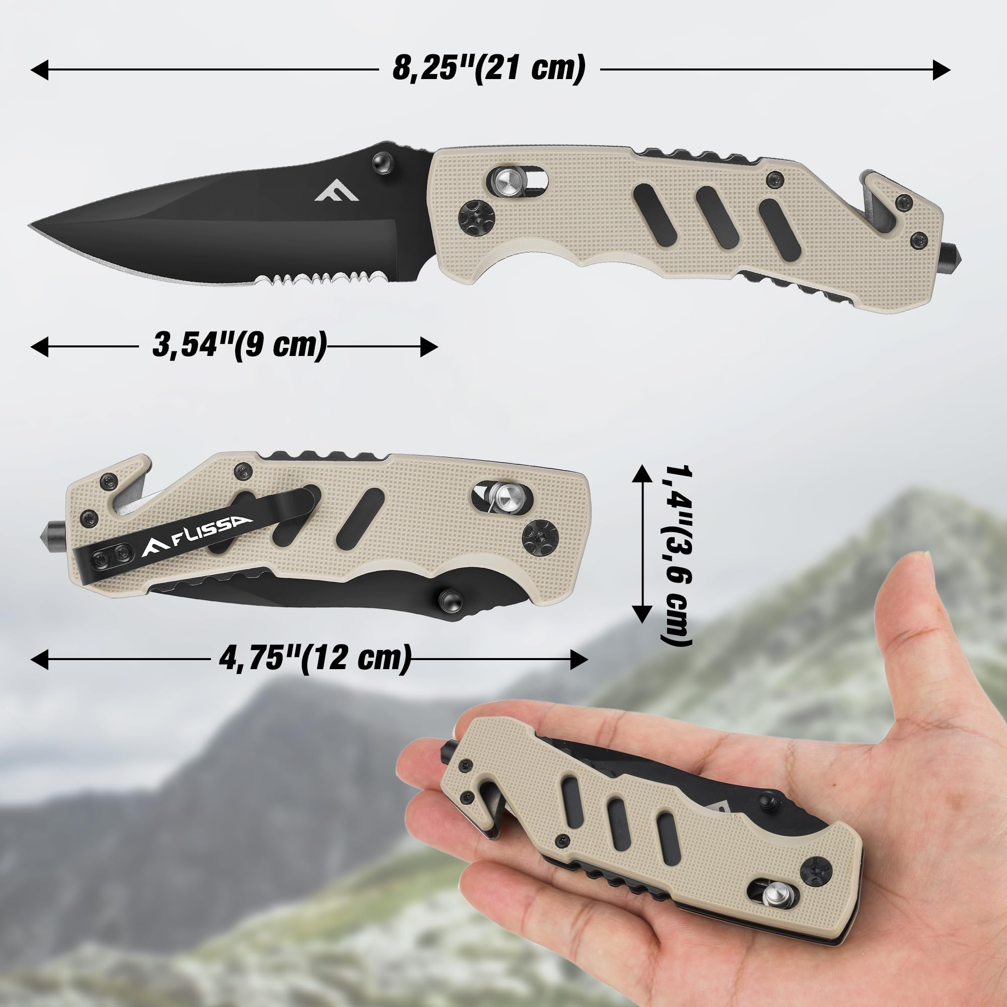 FLISSA Taschenmesser Klappmesser, Klappbares Taschenmesser – Ansicht 2