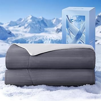 Elegear Cooling Comforter Queen Size, Arc-Chill 3.0 Instantly Cool Fabric with Q-max>0.5 & Breathable Air Mesh Filling, Ice Cooling Blanket for Hot Sleeper,Soft Lightweight Summer Comforter Quilt,Grey