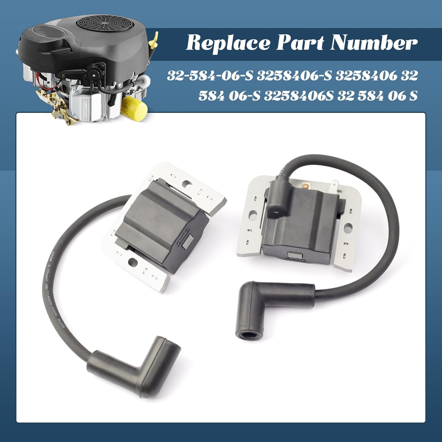 32-584-06-S Ignition Coil Module 2 Pack Compatible with Kohler KT ZT Engines 7000 Series Lawn Mower KT610 KT715 KT740 ZT720 ZT730 3258406-S 32 584 06-S 3258406 3258406S 32 584 06 S