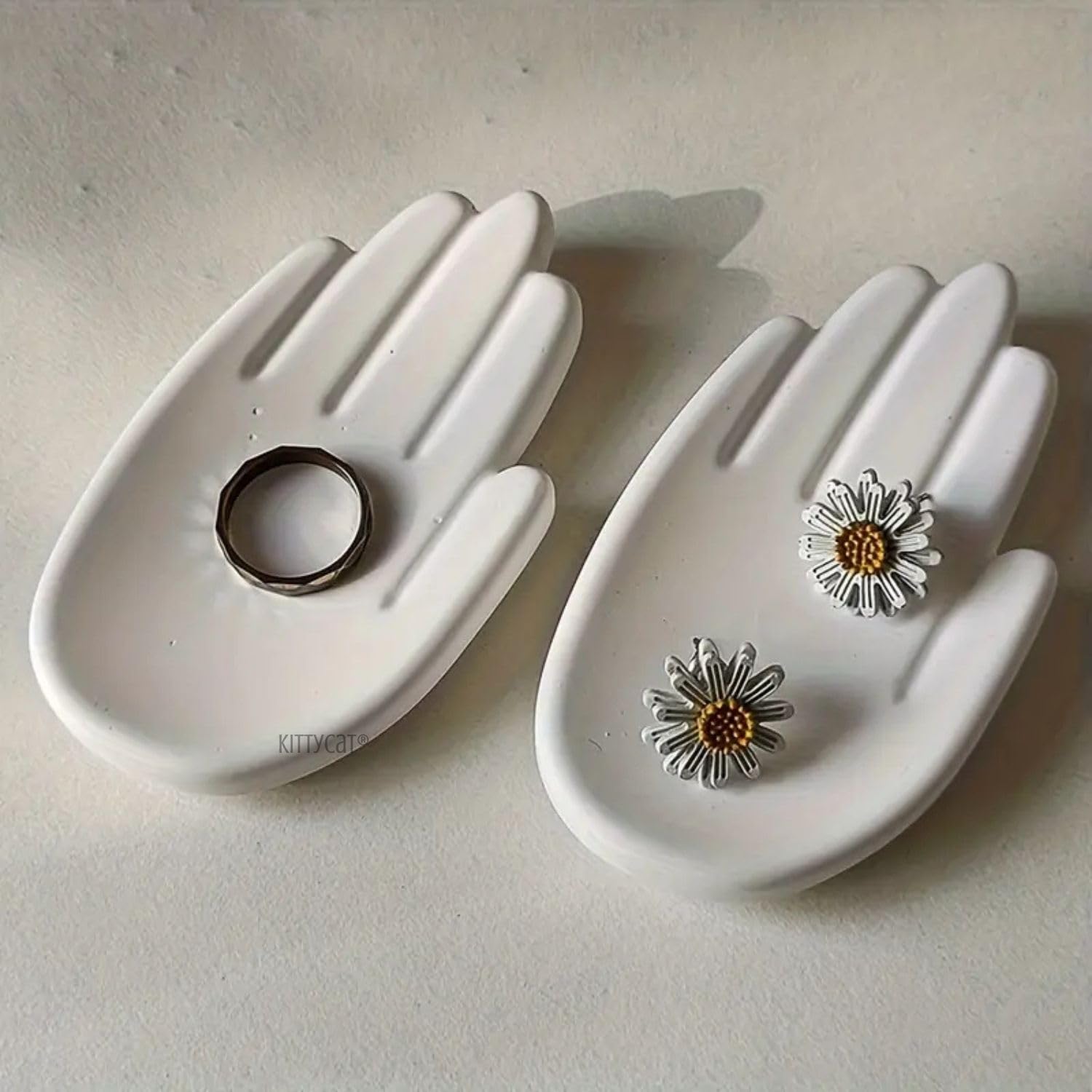 Kittycat® Hand Trinket Tray Set of 2 | Aesthetic Handmade Concrete