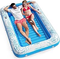 Vista 20 de Jasonwell Flotador de piscina inflable 4 en 1 para bronceado - Flotador de balsa para tomar el sol, juguetes, colchoneta para cama de bronceado