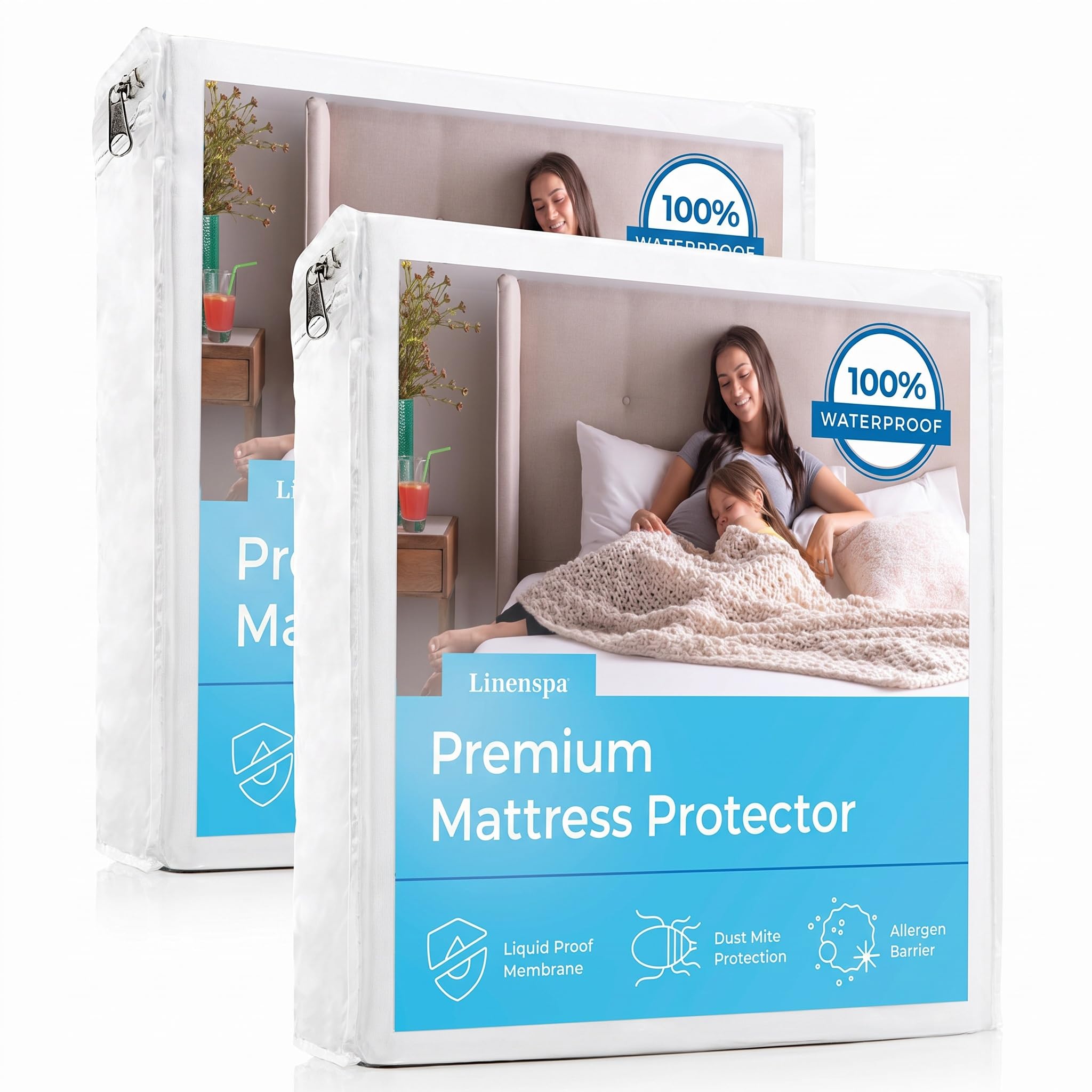 Linenspa Waterproof Mattress Protector — 2-Pack, Twin XL