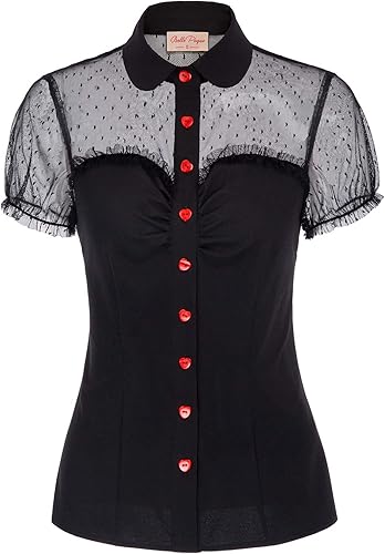 Camisas retro vintage de los años 50 para mujer, diseño de lunares, malla Rockabilly