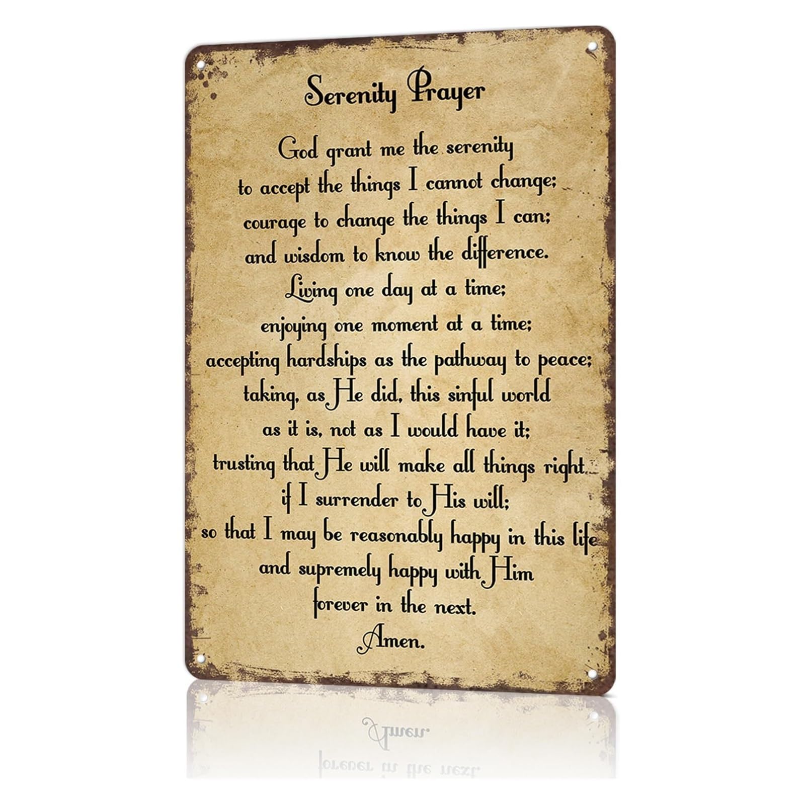 IDGTTLDF Serenity Prayer Vintage Metal Tin Sign Inspirational Quote Wall Decor for Home Office Study 8 X 12 inch