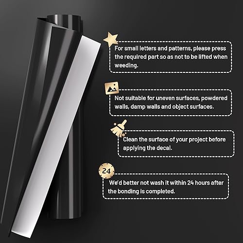 Miniatura 6 de Amavinyl Vinilo permanente negro, rollo de vinilo adhesivo negro de 12 pulgadas x 50 pies para Cricut y todas las máquinas de corte, vinilo