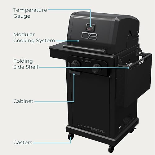 Miniatura 6 de Charbroil Pro Series con tecnología infrarroja Amplifire 463676724 - Parrilla de gas propano de 2 quemadores y gabinete, color negro