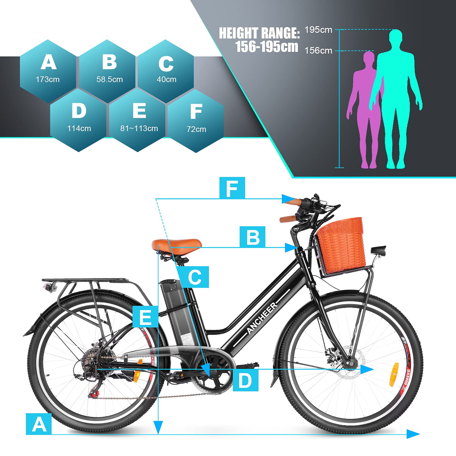 Buy ANCHEER Electric Bicycle, 26'' Electric City Bike, Low Frame