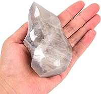 Vista 24 de AMOYSTONE Torres de Piedra en Forma de Llama de Cuarzo Rosa y Azul, Grandes Cristales Curativos de Cuarzo para Decoración del Hogar 1.0LBS