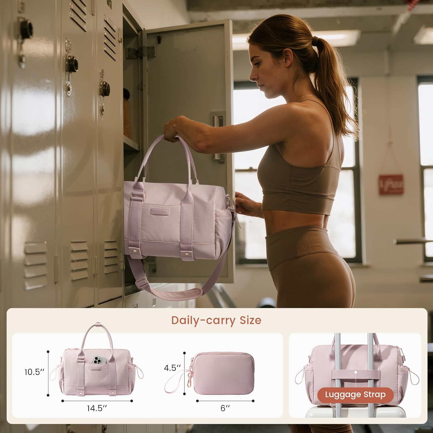 LOVEVOOK Small Gym Bag for Women with Yoga mat Holder, Mini Duffle Bag for Travel with Wet Pocket, Overnight Personal Item Bags, Lightweight Carry on Weekender Duffel for Workout, Dance, Ballet