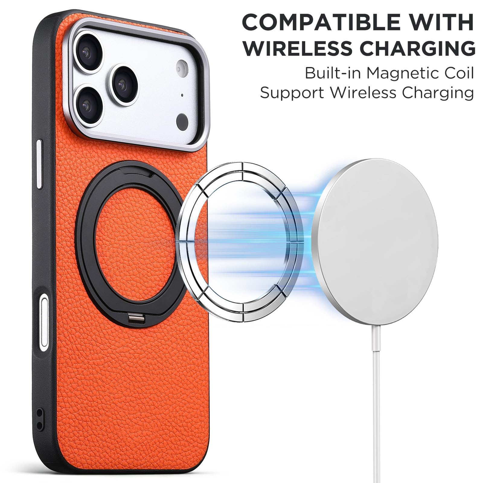 Coque Magnétique pour iPhone 18 Pro Max/18 Pro, Protection Caméra Cuir