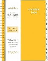 Vista 1 de Agenda 2026 semanal y mensual, enero 2026 a diciembre 2026, 6.25 x 8.3 pulgadas, pestañas coloridas, bolsillo interior, encuadernación fuerte