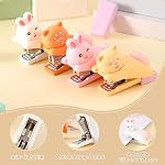 Honagu Cute Stapler, Cartoon Stéréoscopique Silicone Stapleur, Papeterie de bureau Cadeau pour les enseignants d'élèves (Pink Rabbit)