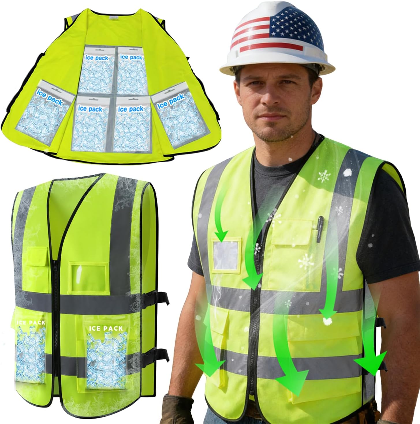Cooling Ice Vest with 24pcs Ice Pack - Cooling Vest with Adjustable Strap Cool Vest with Pockets