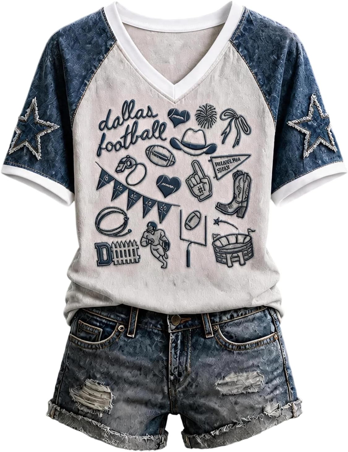 Football Shirts for Women Game Day Shirt V Neck Game Day Jersey