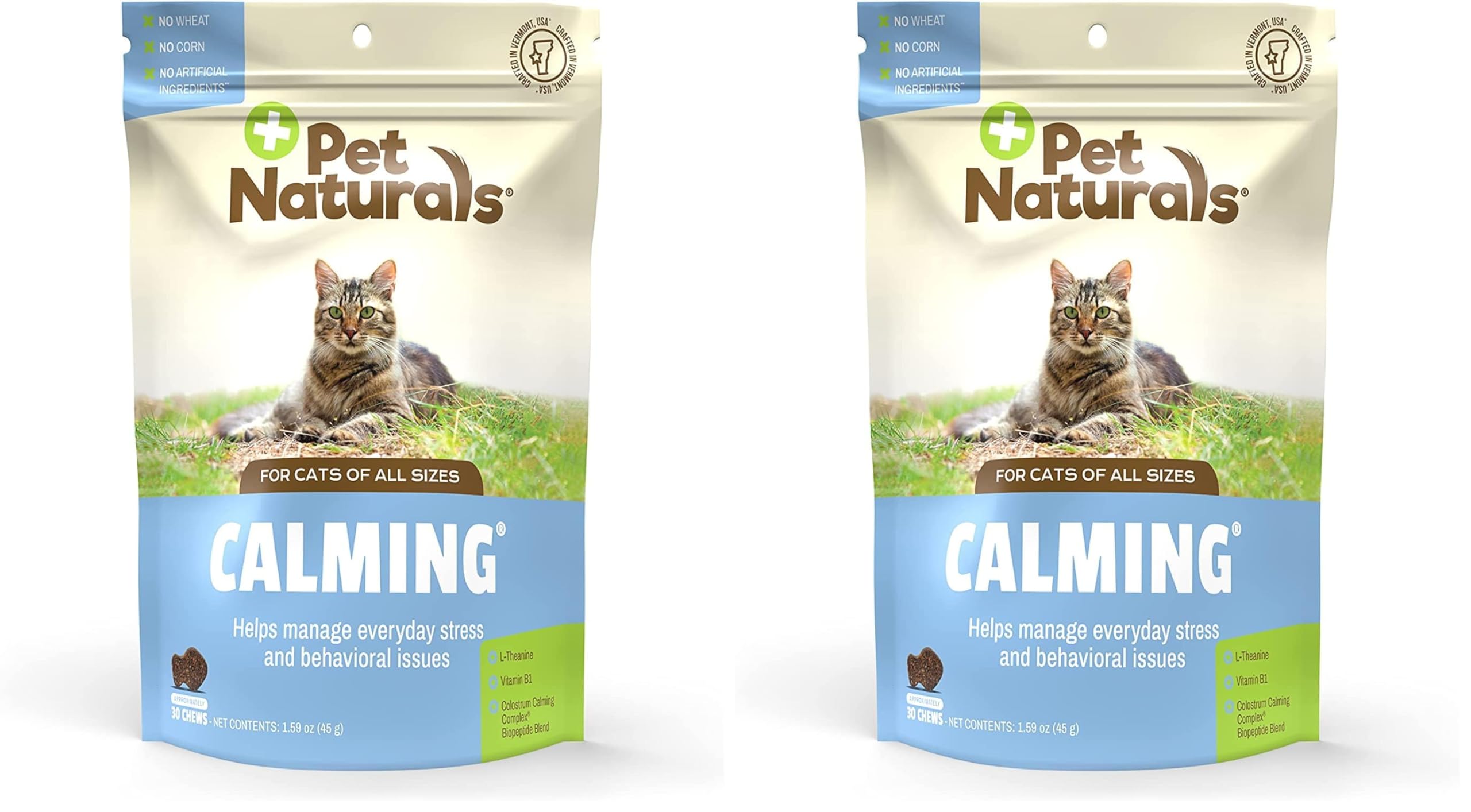 Pet Naturals Calming Chews for Cats,30 Chews - Behavioral Support and Anxiety Relief for Travel,Boarding,Vet Visits and High Stress Situations,(Pack of 2)