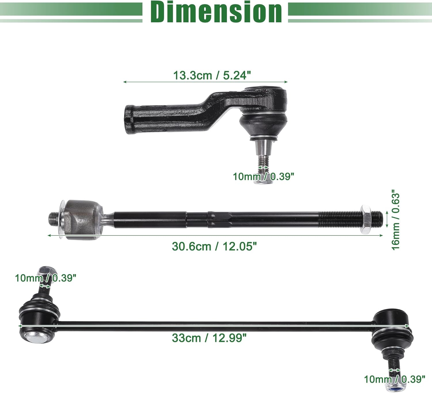 X AUTOHAUX 6pcs Front Suspension Kit Inner Outer Tie Rod End Front Sway Bar Link for Ford C-Max for Ford Escape for Ford Focus for Ford Transit No.EV800898/ES800954/ES800955