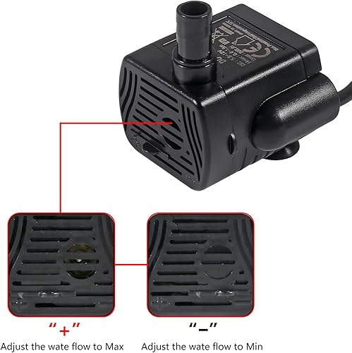 Miniatura 5 de 2 bombas de agua sumergibles de 200 LH DC 5.5-12 V 1-3 W con tubo de 6.5 pies para acuario, estanque, fuente, hidroponía