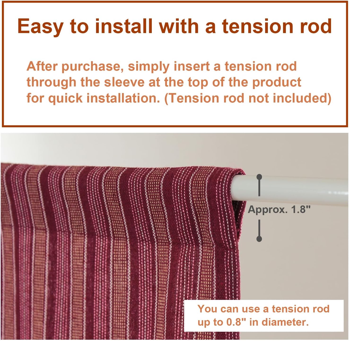 Japanese Noren Doorway Curtain – Cotton Blend Two-Panel Split, Hand-Washable, Easy Installation with Tension Rod, Room Divider for Home or Office (Adzuki Bean Color)