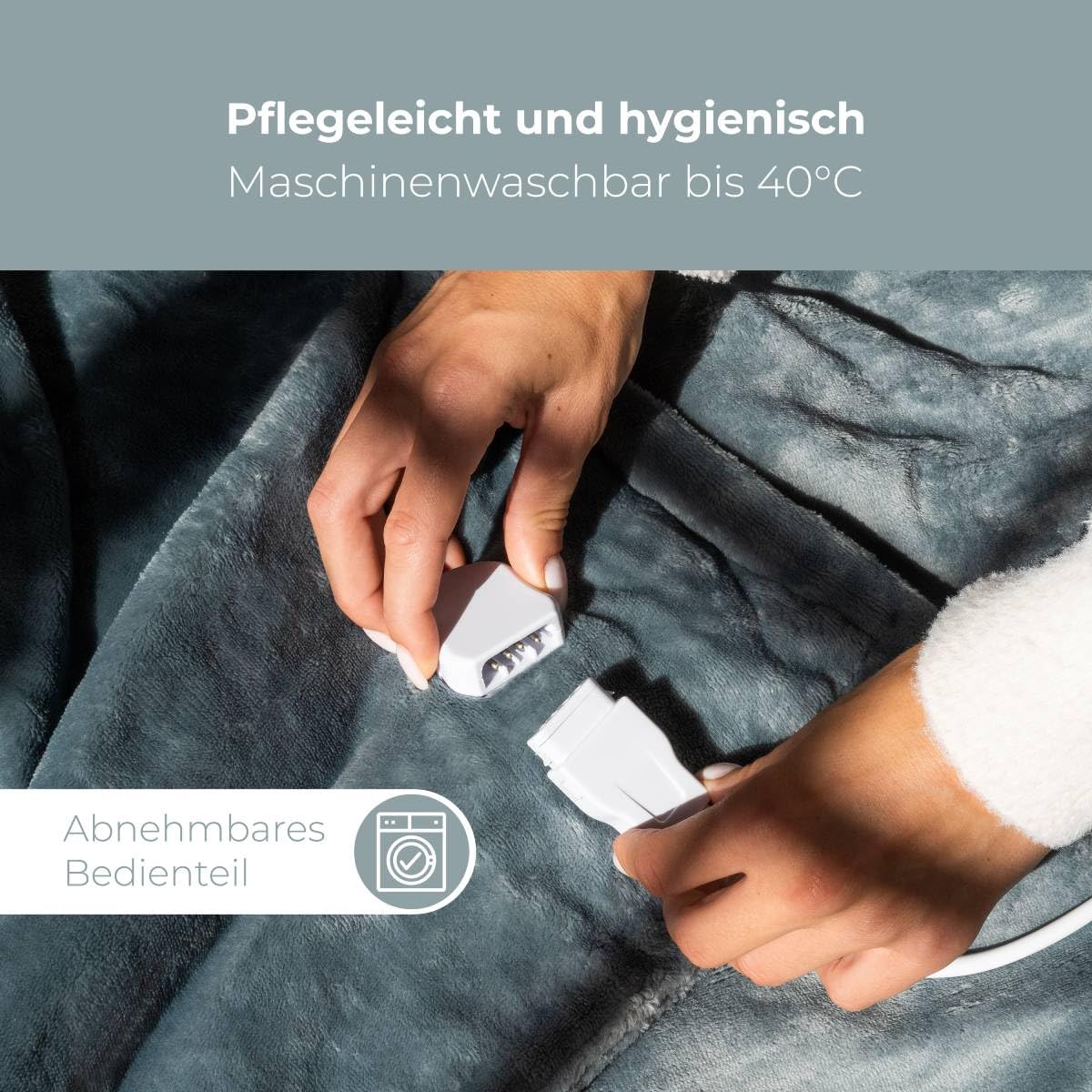 ProfiCare PC-WZD 3061 Couverture chauffante pour Une Chaleur Longue durée et Uniforme (Souple, Moelleux et agréable pour la Peau 130 x 175 cm, Partie de Commande avec écran LED Amovible Gris 330610