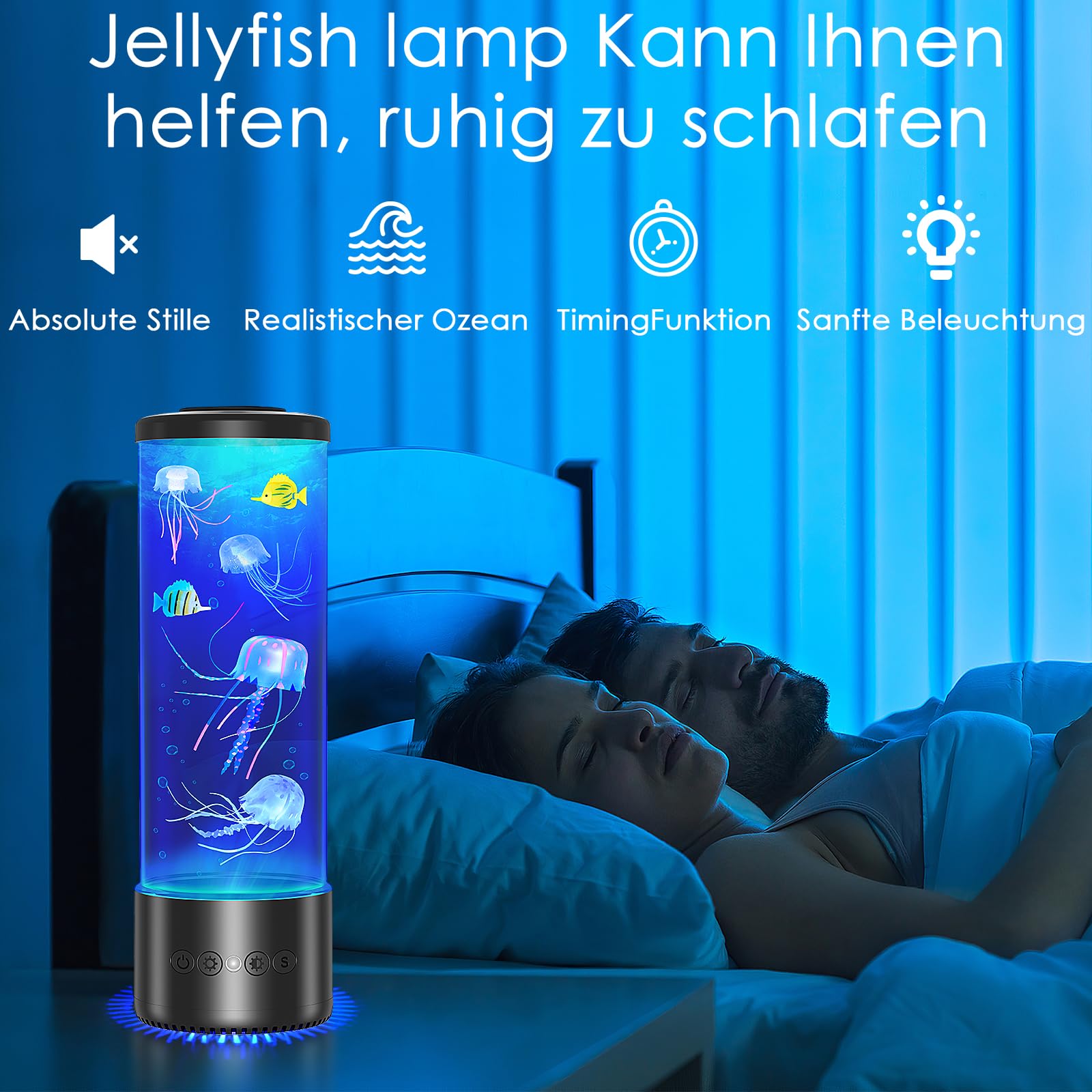 Radikor Quallen lampe mit 17 Farben und Fernbedienung, Jellyfish Lamp mit 4 Lichtmodi, LED Quallen Aquarium Lampe für Kinder Erwachsene, Quallen Lavalampe Stimmungslicht für Entspannung Wohndekoration