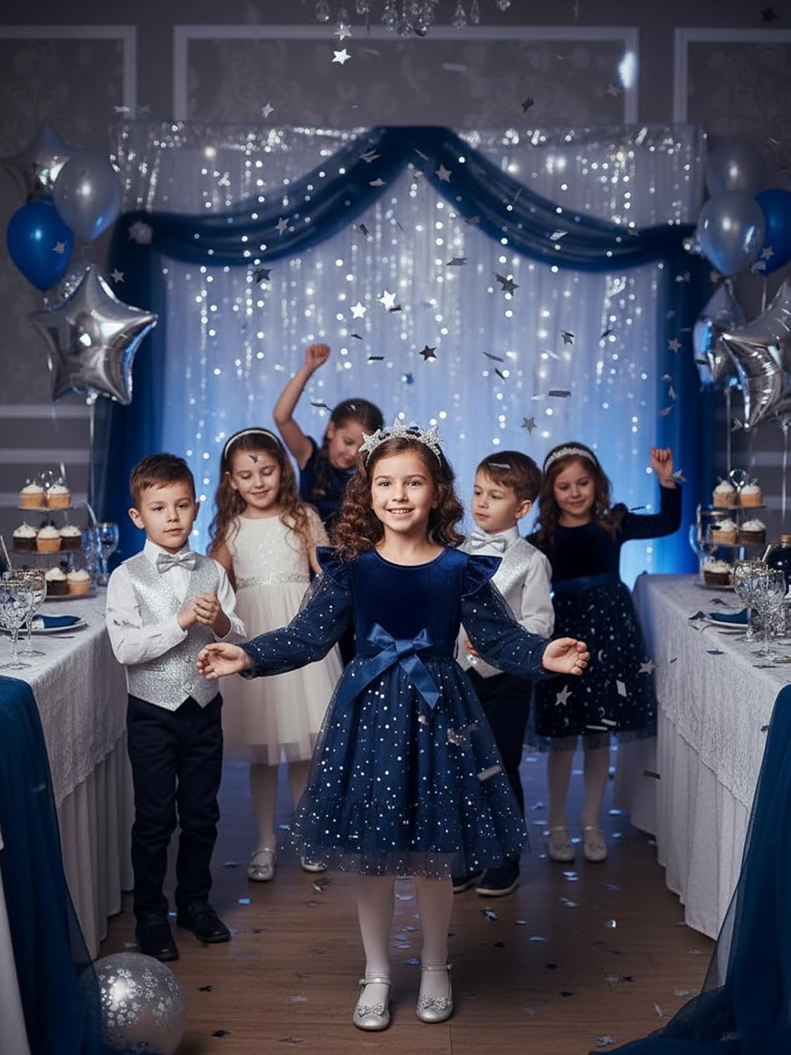 Toddler Girl Long Sleeve Tulle Velvet Princess Dress Fall Winter Sequins Tutu Party Dresses for Birthday Christmas - Image 5