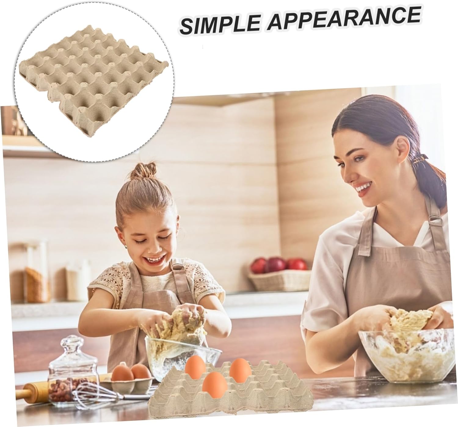 HANABASS Biodegradable Paper Pulp Egg Crate 30-count Stackable Refrigerator Egg Tray for Farm and Kitchen Storage Eco-friendly for Chicken