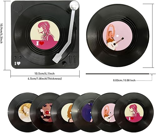 Miniatura 6 de 6 posavasos de vinilo para discos, almohadillas de bebida únicas con temática musical, divertidos regalos de inauguración de la casa para hombres y
