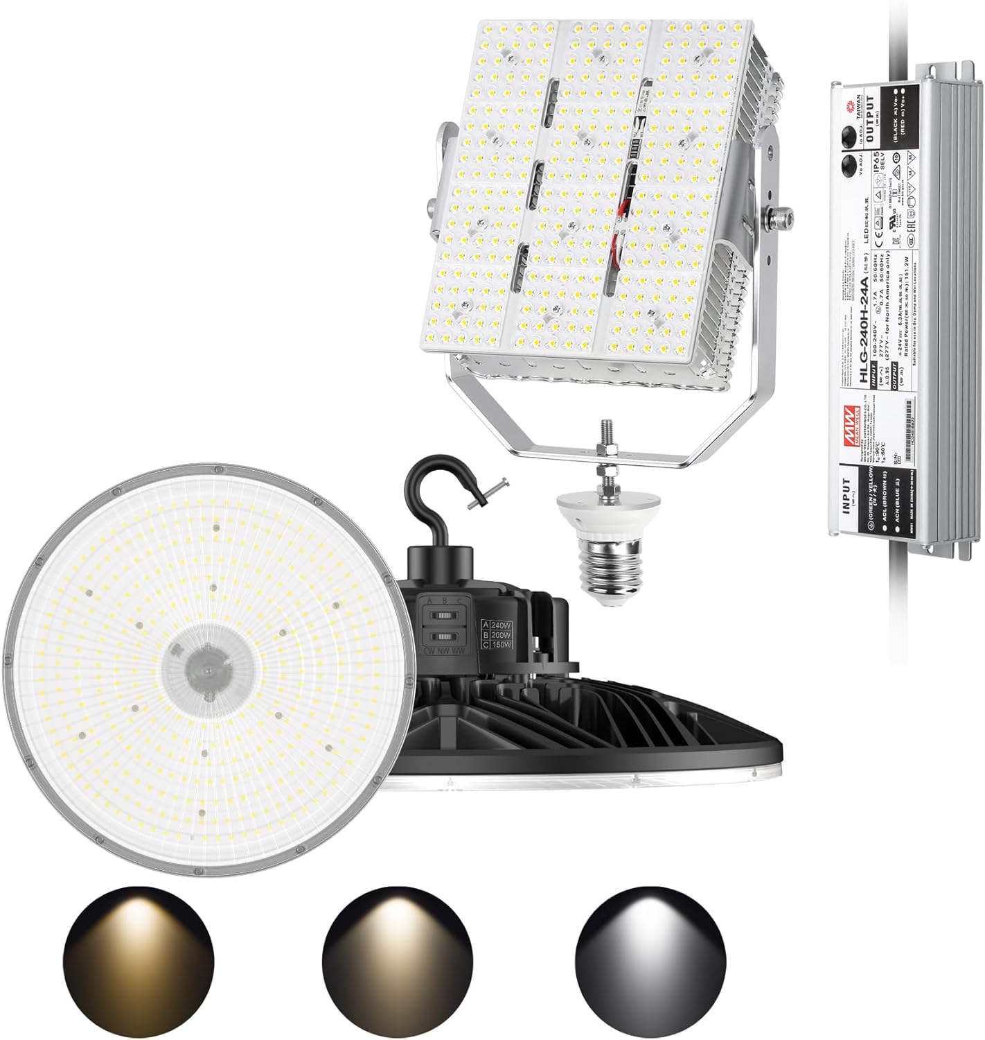 150W/200W/240W Adjustable Commercial Bay Lighting 3000K/4000K/5000K