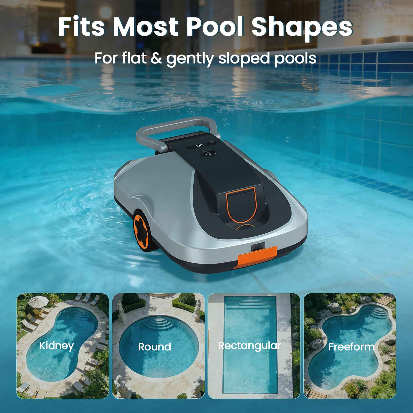 Cordless Robotic Pool Vacuum Cleaner, Cleaning up to 2000 Sq.Ft (Orange) — view 8
