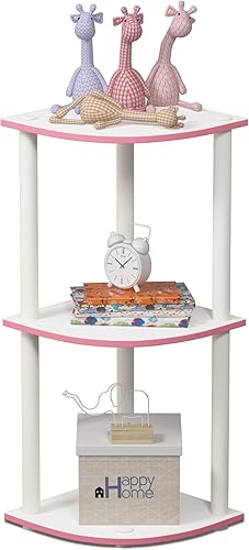 Vista 11 de Furinno - Turn-N-Tube - Estantería tubular esquinera multipropósito, 3 niveles, nogal oscuro (modelo 12077DWN) Ámbar