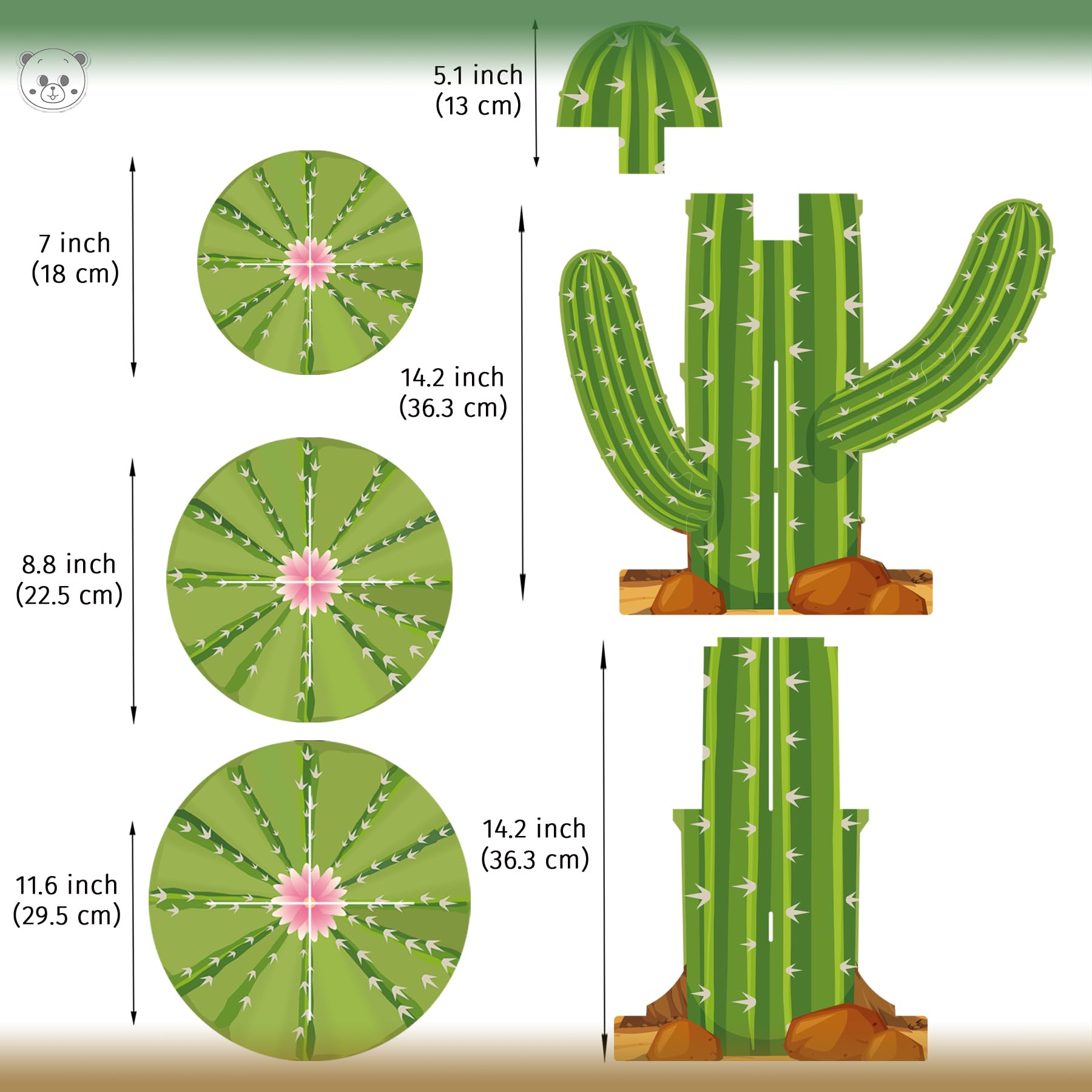Soporte para cupcakes de cactus de 3 niveles, soporte para cupcakes con forma de cactus verde para suministros de fiesta mexicana, decoraciones de fiesta de taco, recuerdos de fiesta del Cinco