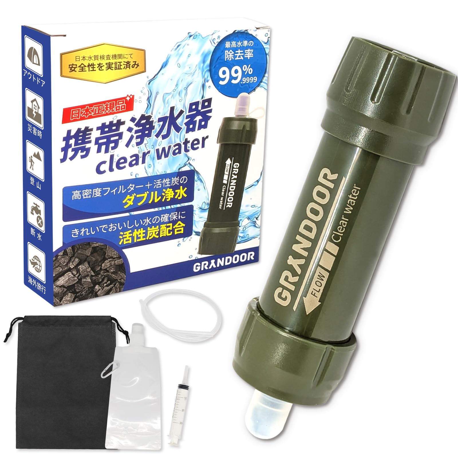 Amazon.co.jp: GRANDOOR 携帯浄水器【活性炭配合】【防災士監修】浄水