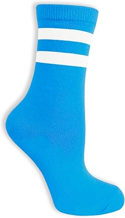 Unisex Adult Size Colored Mid Calf High Sock with Two Colored Stripes