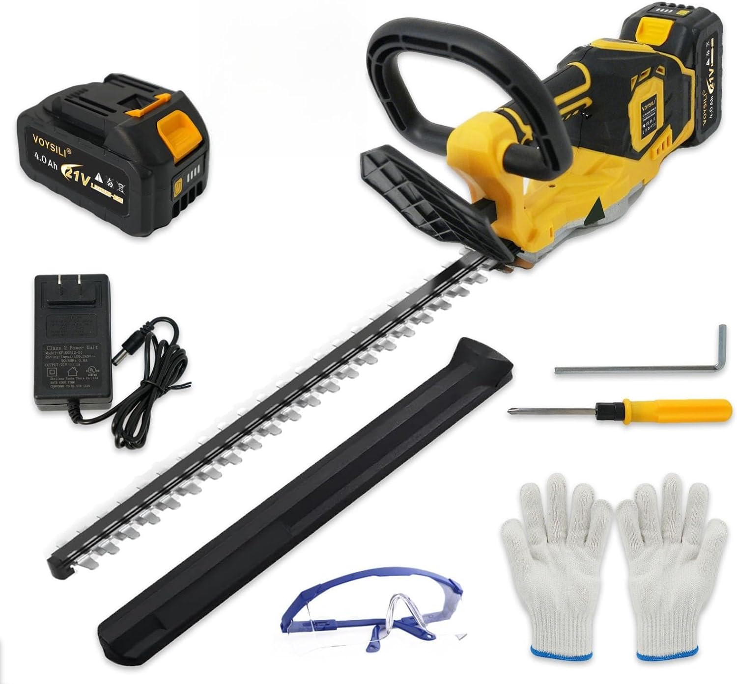 22" Brushless Motor Cordless Hedge Trimmer with 4.0Ah Battery, Lightweight Electric Bush Shrub Edge Trimmer with Aluminum Base, 0.74" Cutting Capacity, 3-Speed for Garden & Hedge Care