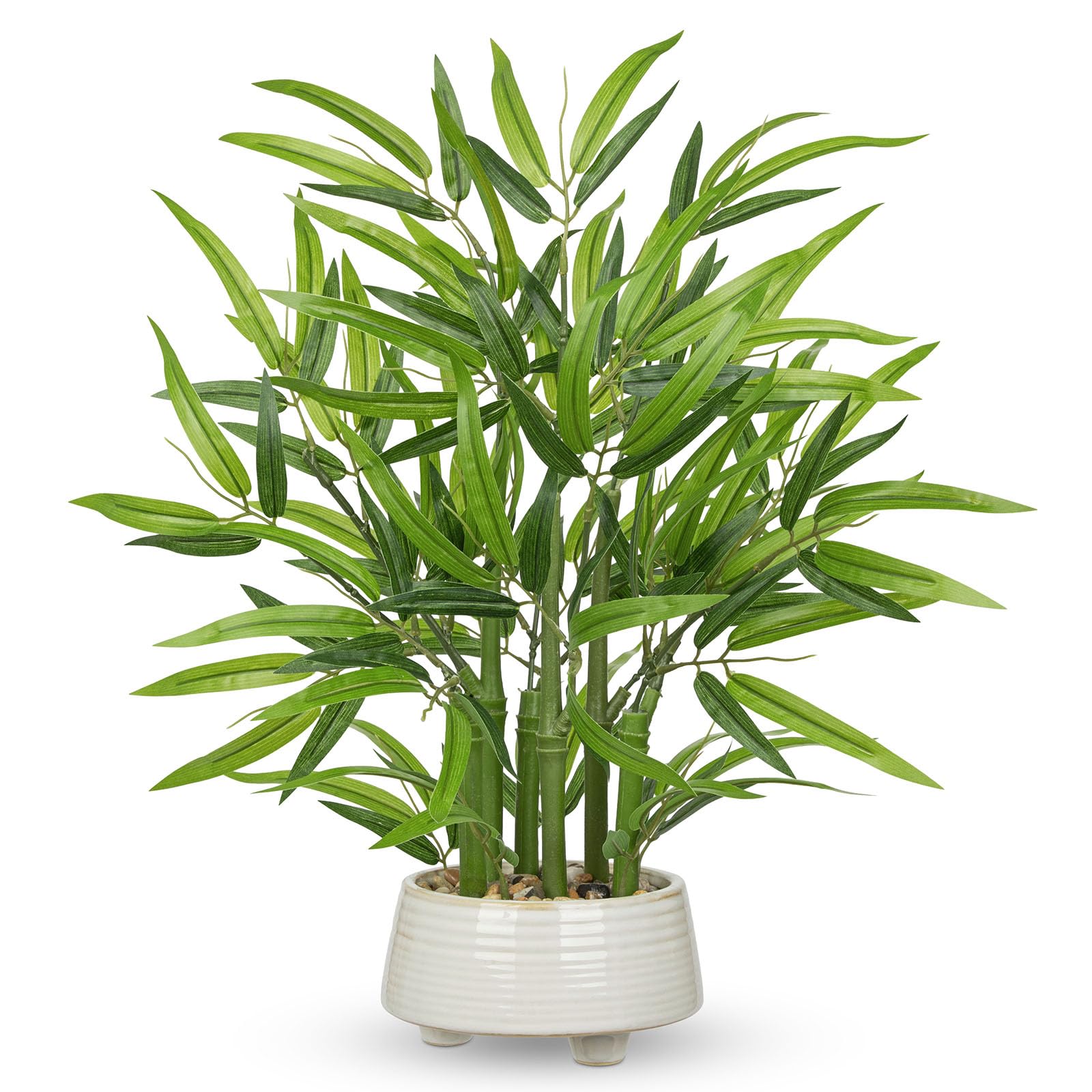 Pianta di bambù artificiale da 50 cm con vasi in ceramica bianca di lusso finto albero di bambù da interno piante da scrivania grandi piante in vaso finto per casa, ufficio, cucina, bagno