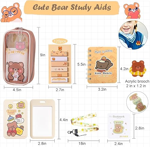 Miniatura 4 de Juego de 462 piezas de papelería de rana linda, suministros de oficina escolar Kawaii, incluye un divertido estuche para lápices, bolígrafos de