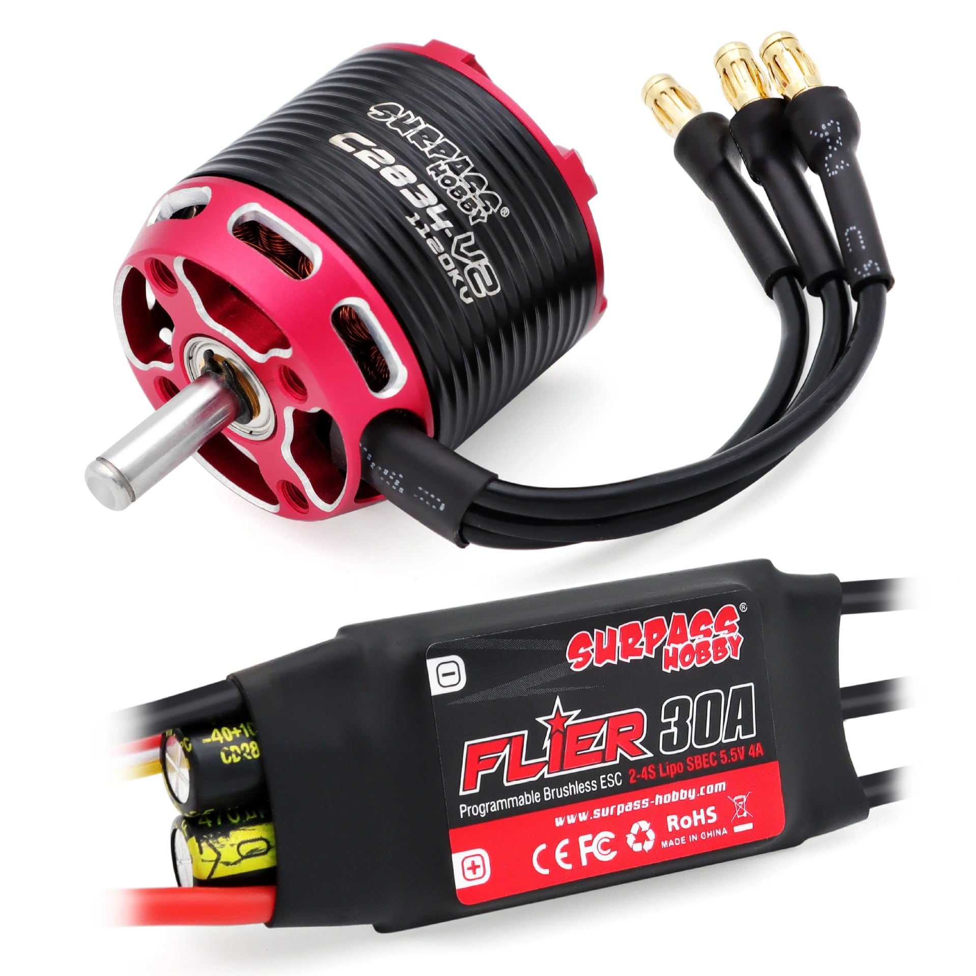 14 biegunów C2834 V2 750/880/1120KV wysięgnik bezszczotkowy 30A ESC do modelu samolotu RC ze stałym skrzydłem (1120KV + Flier 30A)