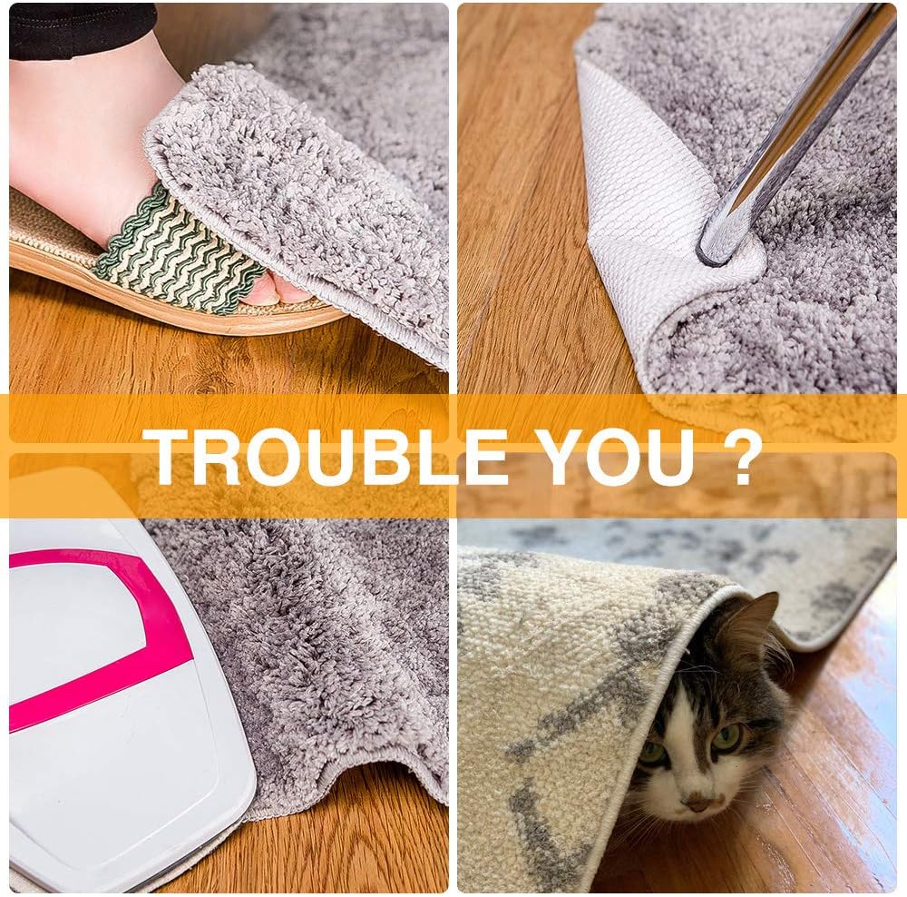 Square White Non-Slip Rug Grippers for Hard Floors