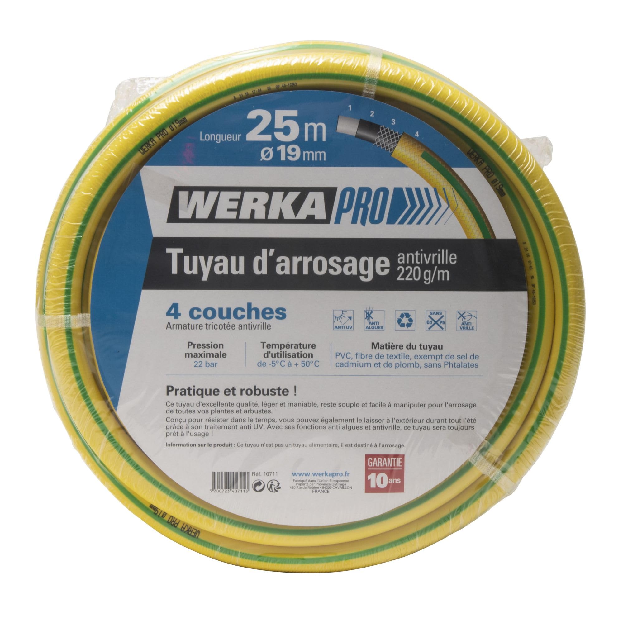 WERKA PRO Manguera de jardín Reforzada Ø19mm antitorsión 220 g/m 25 m
