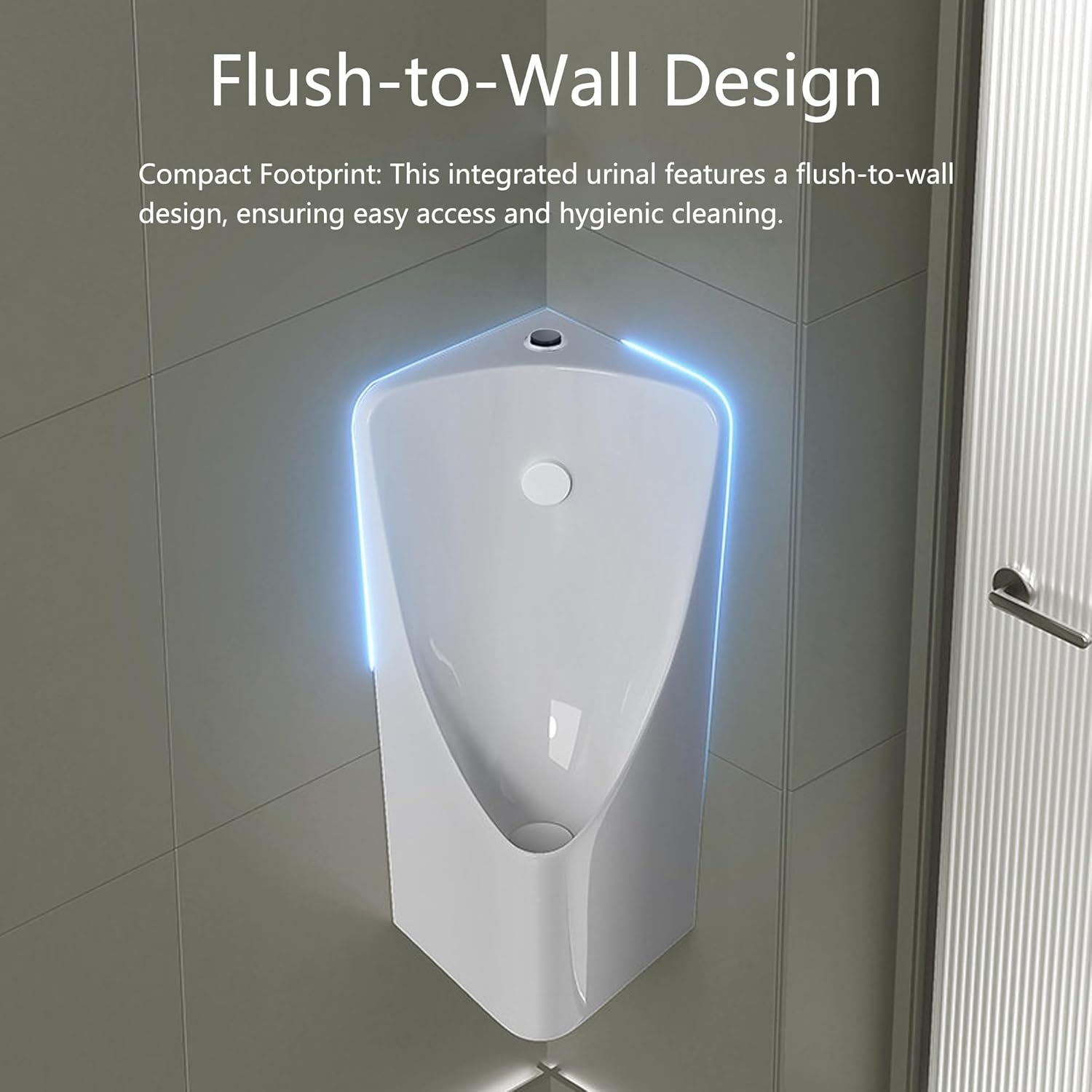 Ceramic Urinals for Men, Wall Mounted Male Urinal with Dual Mode Smart Sensor & Manual Flush, Urinal Diverter, Waterfall Washout for Home Garage Bathroom