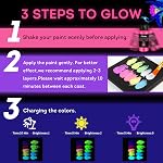 ABEIER Glow dans la peinture acrylique sombre, 10 Couleurs vives (60ml/2oz) peinture noire, peinture artisanale néon, peinture fluorescente longue durée idéale pour DIY Projets Décorations de Noël de Pâques Halloween