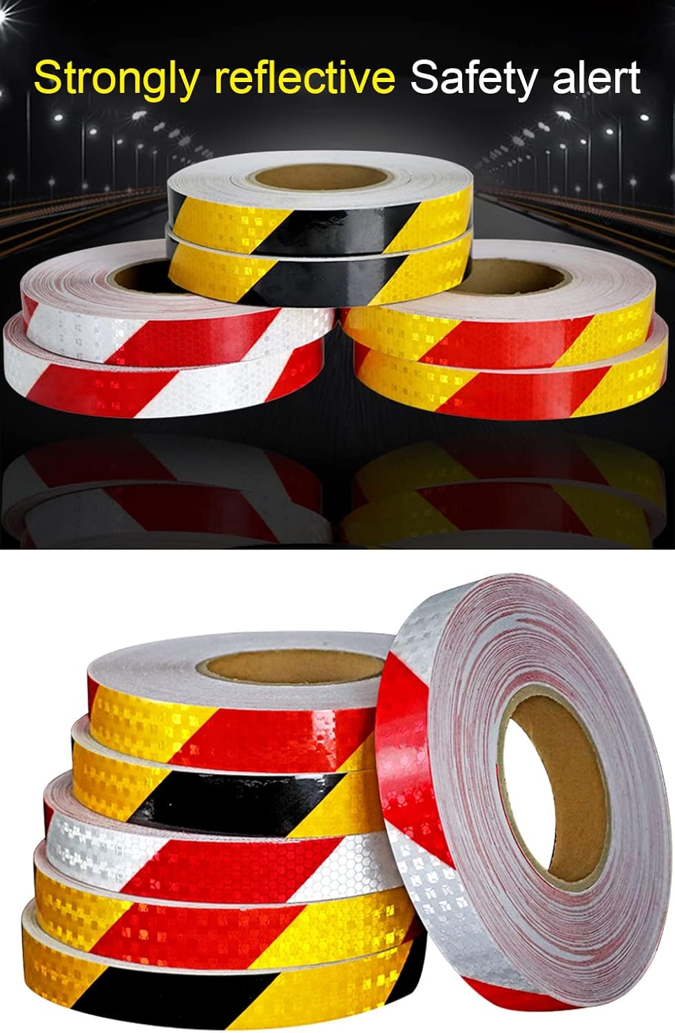 1 Inch X148 Feet Caution Reflector Waterproof Outdoor Conspicuity Tape, Reflector Safety Tape for Marking Areas, Objects and Vehicles Tape(Black Yellow)