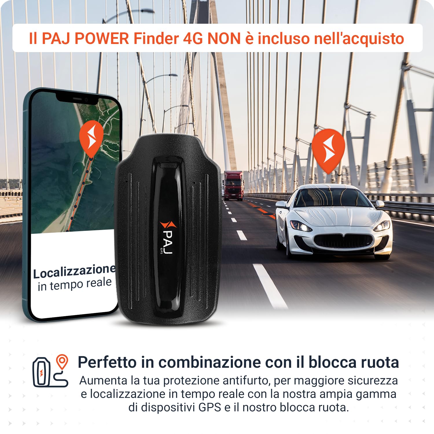 PAJ LOCK Ganascia Antifurto Per Ruote – Blocca Ruota Universale Per Auto, SUV, Furgoni, Moto, Roulotte E Rimorchi - Morsa Serraggio Regolabile Con Lucchetto Di Sicurezza, Robusta, Parcheggio Sicuro
