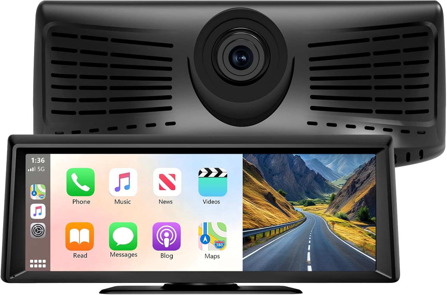 8.1" Portable Wireless Carplay Screen for Car, 2K Dash Cam & 1080P Backup Camera, Touchscreen Car Stereo with Apple Car Play/Android Auto, GPS, Bluetooth, Mirror Link, Voice Control for All Vehicles