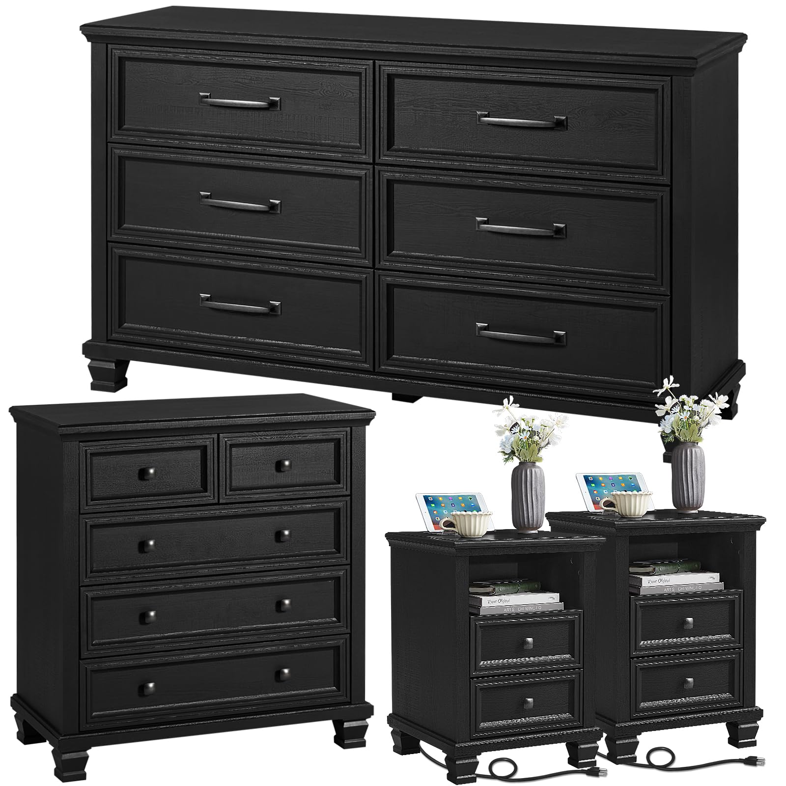 Amazon.com: SAVOR LIFE Farmhouse Dresser and Nightstand Sets of 4