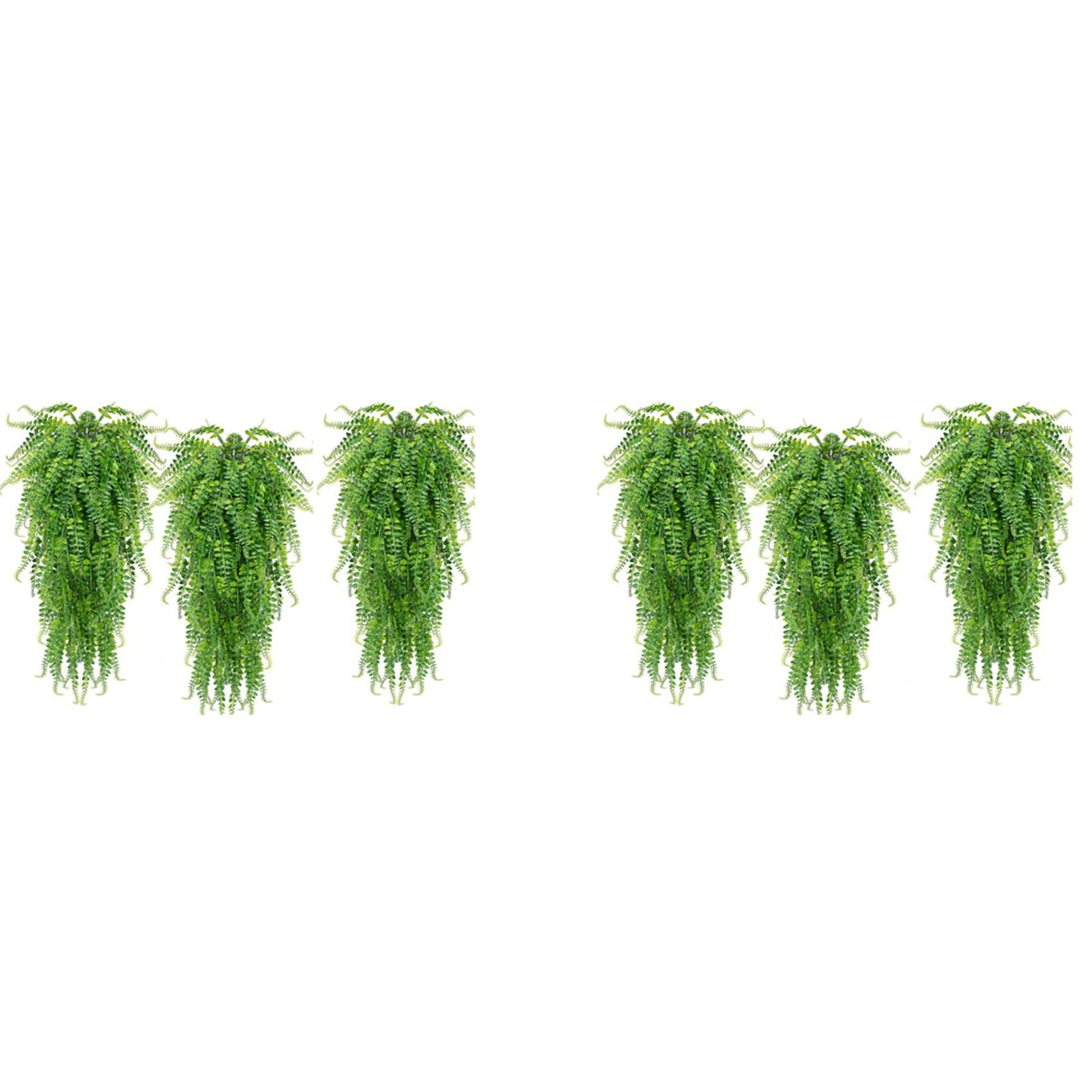 Hndhbfgrt 6 Pcs Artificial Hanging Ferns Plants Vine Fake Ivy Boston Fern Hanging Plant Outdoor UV Plastic Plants(Green)