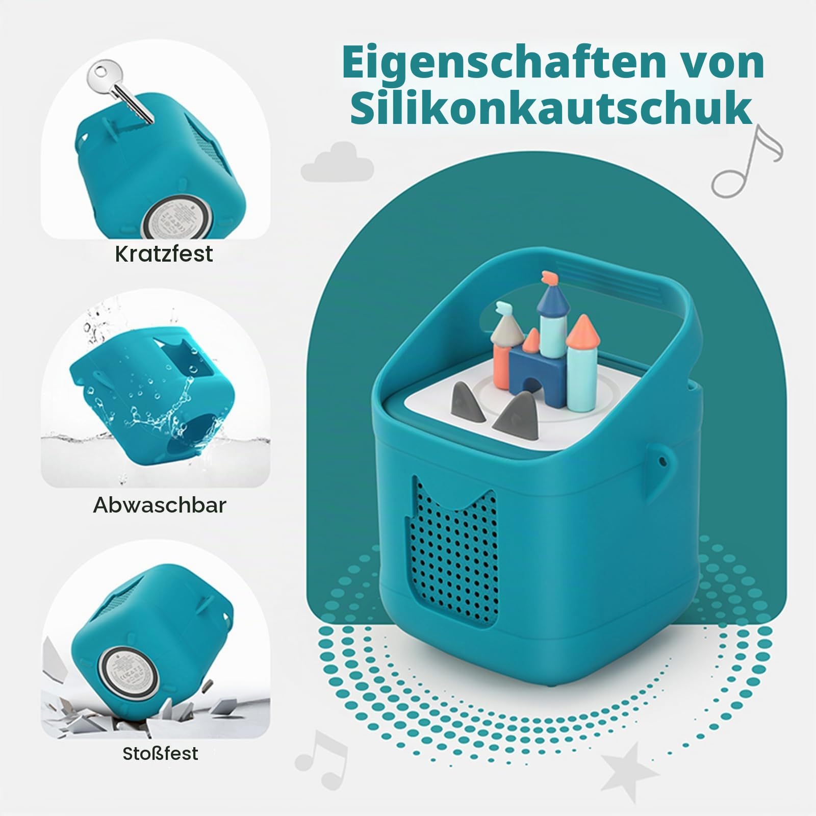 Silikon Schutzhülle Kompatibel mit Toniebox 2 & 1, Audio Player Jacke Staubdichte Hülle mit Tragegriff und Schultergurt (Grün)
