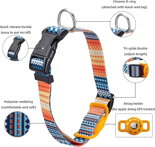 Miniatura 51 de Collar reflectante AirTag para perro, compatible con Apple AirTag, collar de nailon para cachorros y gatos con soporte de silicona AirTag