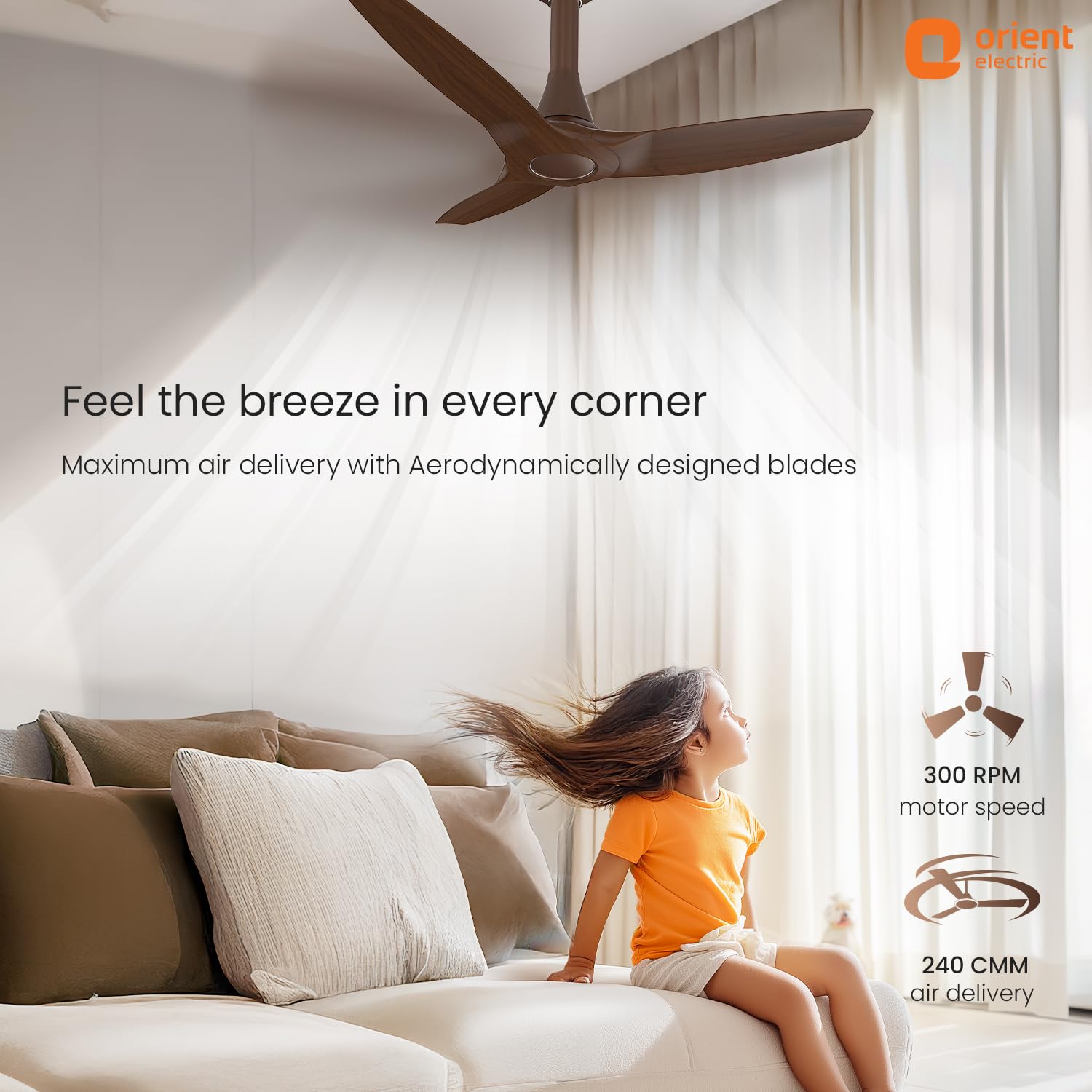 Orient Aeroquiet Neu Ceiling Fan - Quiet & Energy Efficient -3